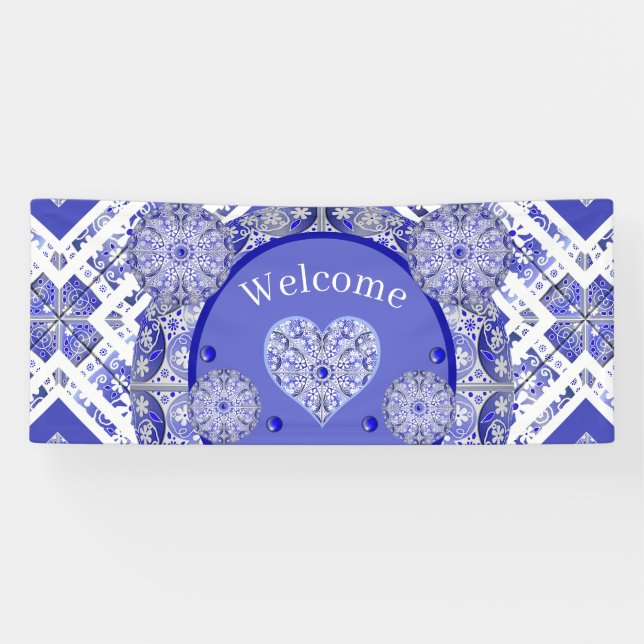 Ceramic Lace Blue of Greece Banner (Horizontal)