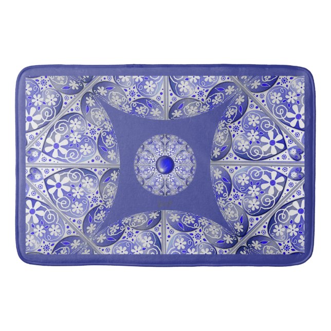 Ceramic Lace Blue of Greece Bath Mat (Front)