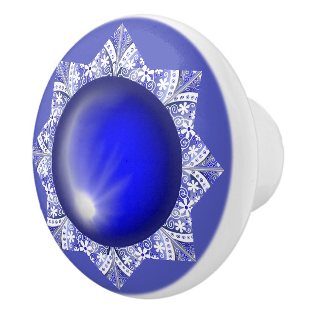 Ceramic lace Blue of Greece Ceramic Knob (Right)