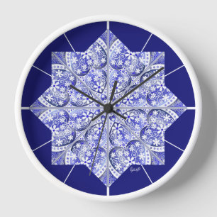 Ceramic Lace Blue of Greece Clock