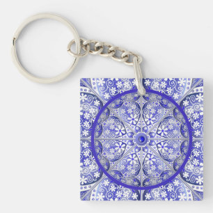 Ceramic Lace Blue of Greece Key Ring