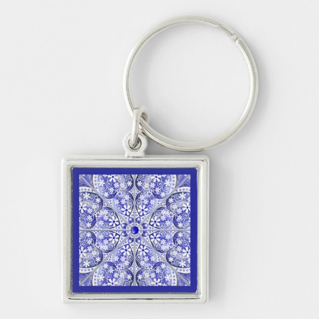 Ceramic Lace Blue of Greece Key Ring (Front)