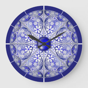 Ceramic Lace Blue of Greece Large Clock