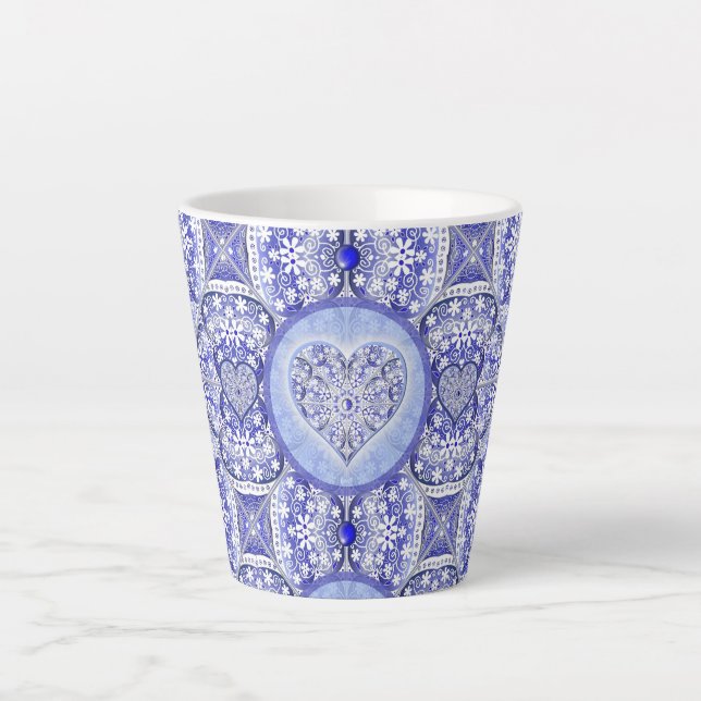 Ceramic lace Blue of Greece Latte Mug (Front)
