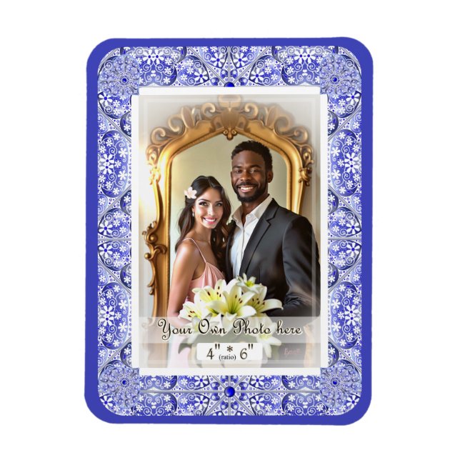 Ceramic lace Blue of greece Magnet (Vertical)