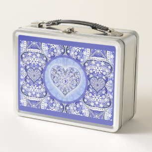 ceramic lace Blue of Greece Metal Lunch Box