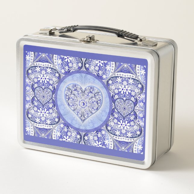 ceramic lace Blue of Greece Metal Lunch Box (Front)