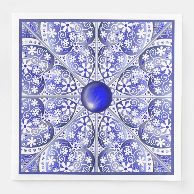 Ceramic Lace Blue of Greece Napkin (Front)