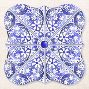 Ceramic lace Blue of Greece Paper Coaster