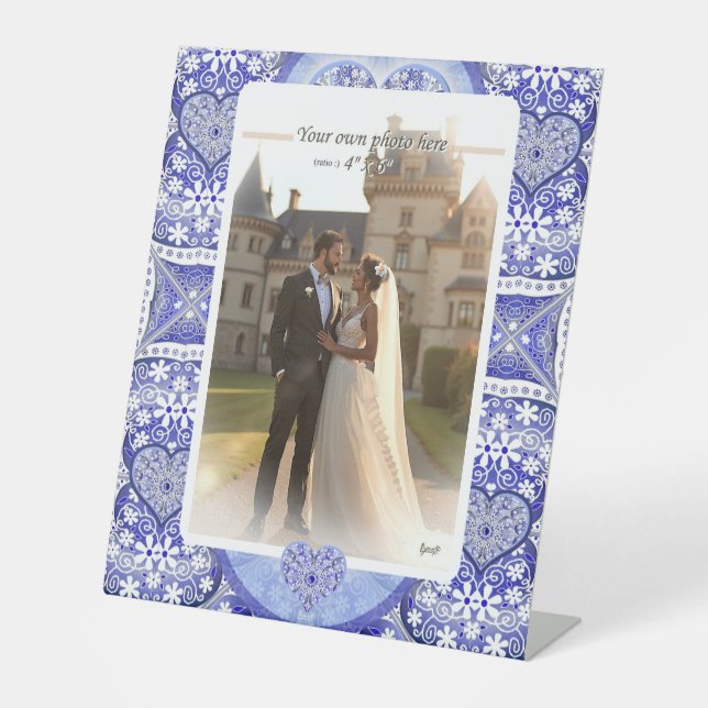 Ceramic lace Blue of greece Pedestal Sign (Front)