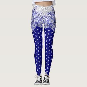 Ceramic Lace Blue of Greece & snowflake Leggings