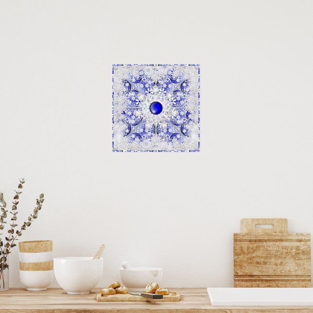 Ceramic Lace Blue of Greece & snowflake Poster (Kitchen)