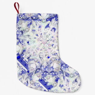 Ceramic Lace Blue of Greece & snowflake Small Christmas Stocking