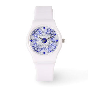 Ceramic Lace Blue of Greece & snowflakes Watch