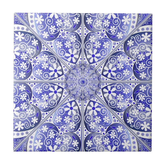 Ceramic Lace Blue of Greece Tile (Front)