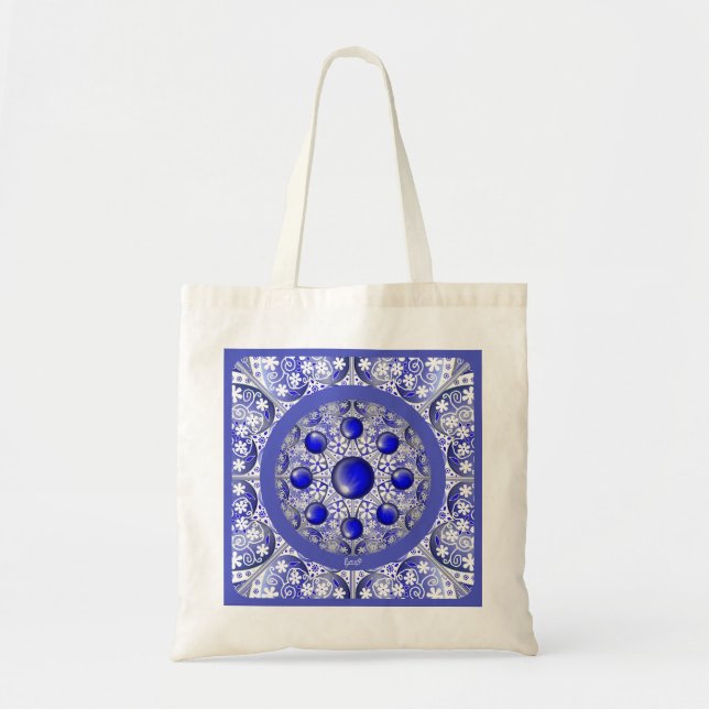 Ceramic Lace Blue of Greece Tote Bag (Front)