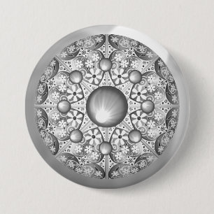 Ceramic Lace Grey 7.5 Cm Round Badge
