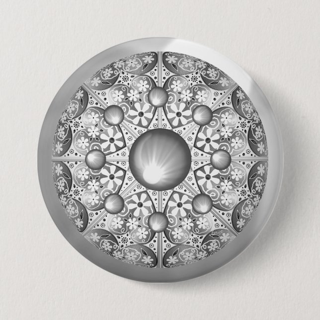 Ceramic Lace Grey 7.5 Cm Round Badge (Front)