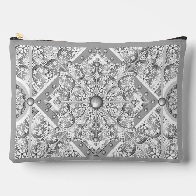 Ceramic lace Grey Accessory Pouch (Front)