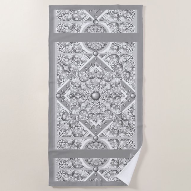 Ceramic lace Grey Beach Towel (Front)