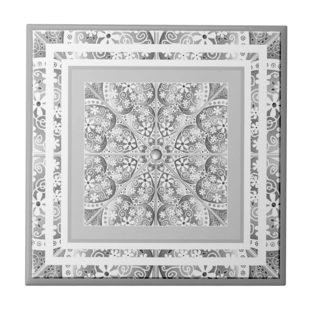 Ceramic lace Grey Ceramic Tile (Front)