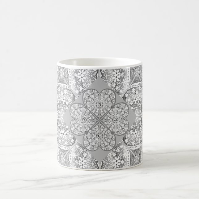 Ceramic lace Grey Coffee Mug (Center)