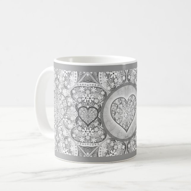 Ceramic lace Grey Coffee Mug (Front Left)
