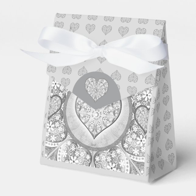 Ceramic lace Grey Favour Box (Front Side)
