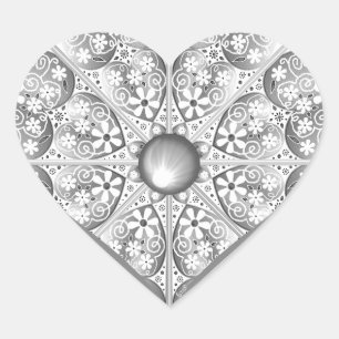 Ceramic Lace grey Heart Sticker