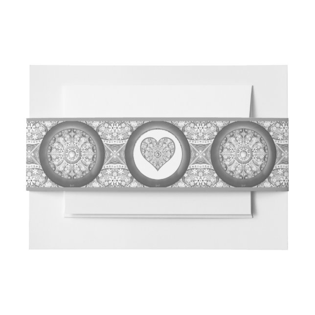 Ceramic Lace grey Invitation Belly Band (Front Example)
