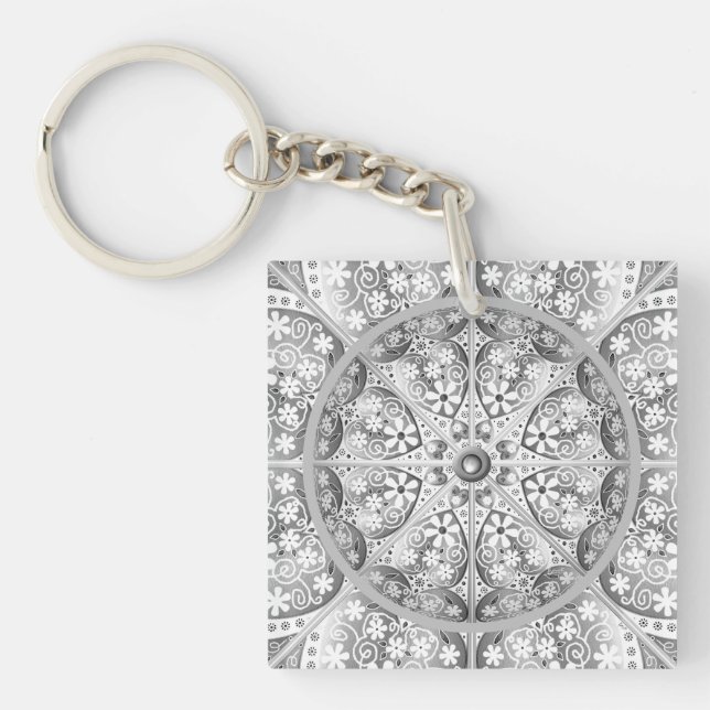 Ceramic lace Grey Key Ring (Front)