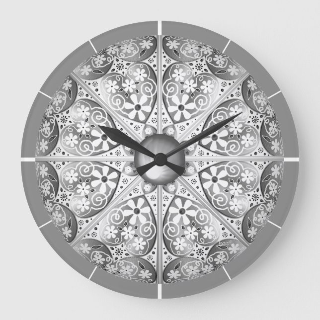 Ceramic Lace Grey Large Clock (Front)