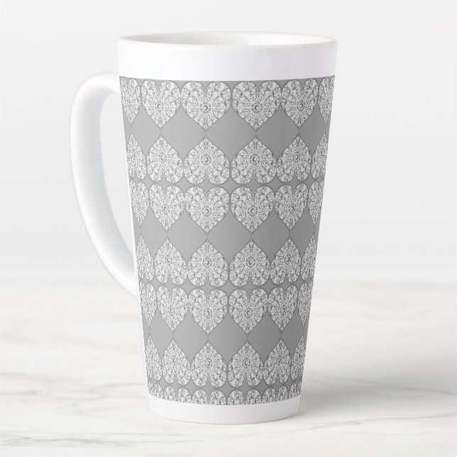 Ceramic lace Grey Latte Mug (Left Angle)