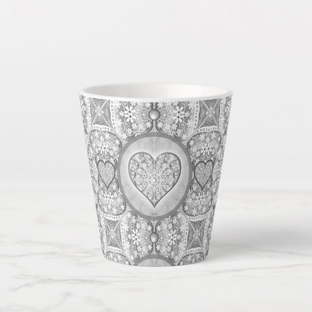 Ceramic lace Grey Latte Mug (Front)