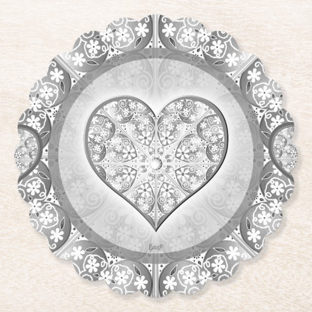 Ceramic Lace grey Paper Coaster (Front)