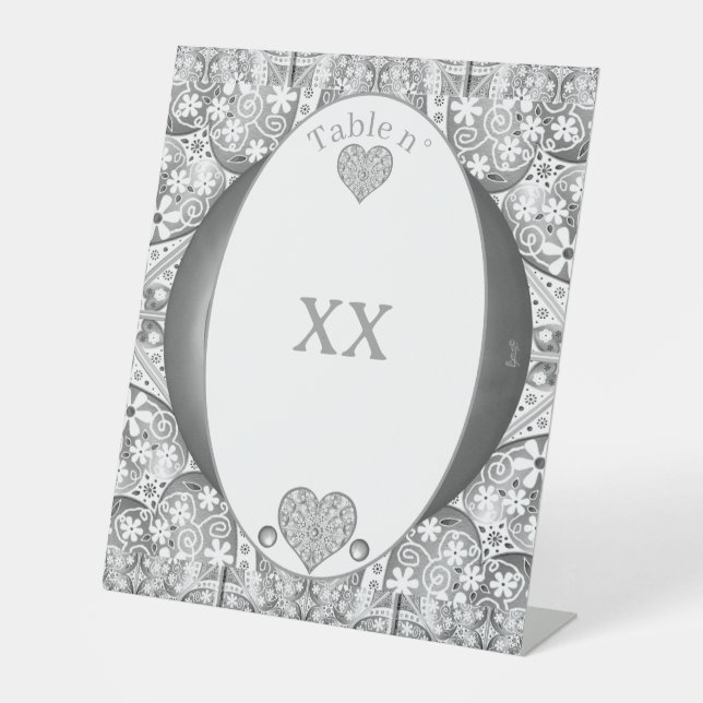 Ceramic Lace grey Pedestal Sign (Front)