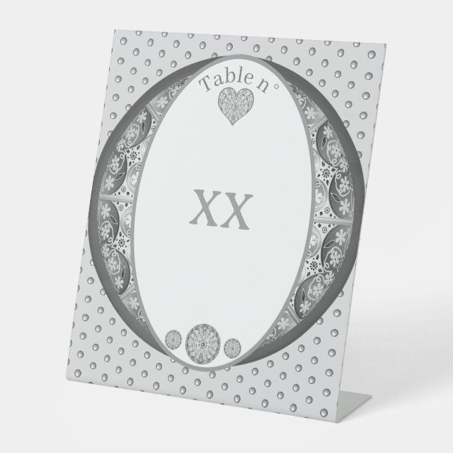 Ceramic Lace grey Pedestal Sign (Front)