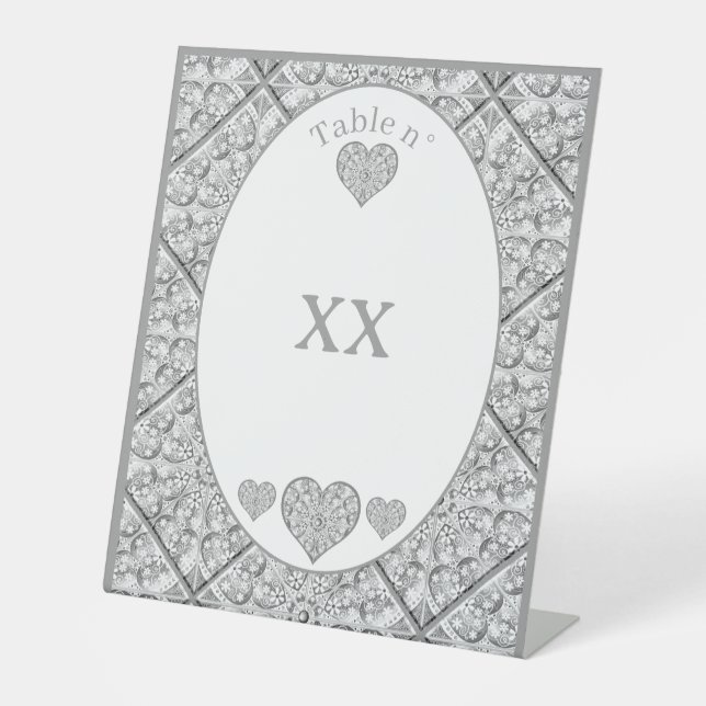 Ceramic Lace grey Pedestal Sign (Front)