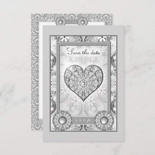 Ceramic lace Grey RSVP Card (Front/Back)