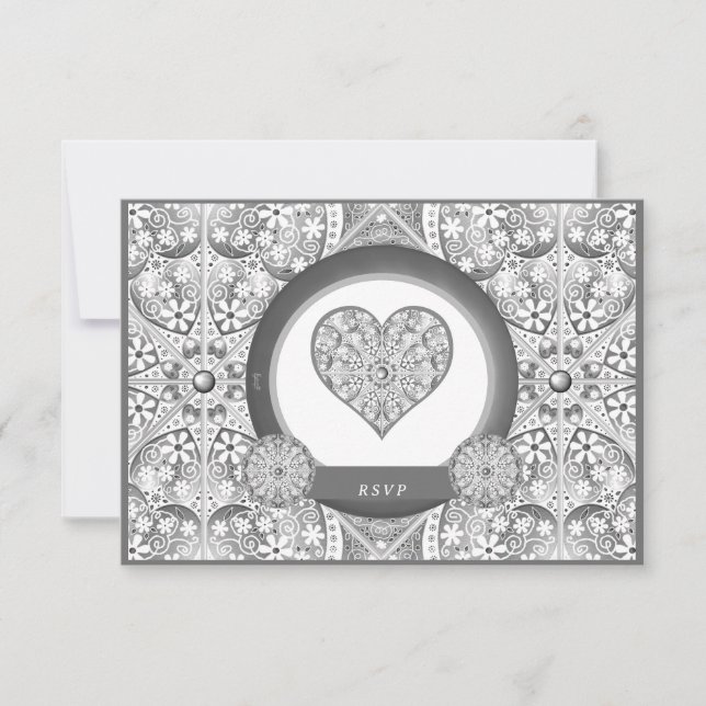 Ceramic Lace grey RSVP Card (Front)