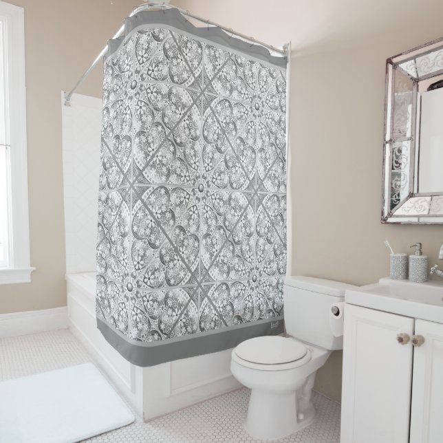 Ceramic Lace grey Shower Curtain (In Situ)