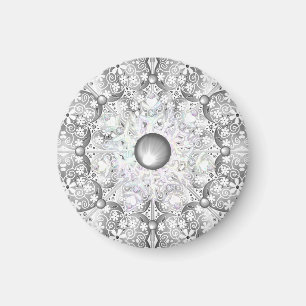 ceramic lace Grey & snowflake Magnet