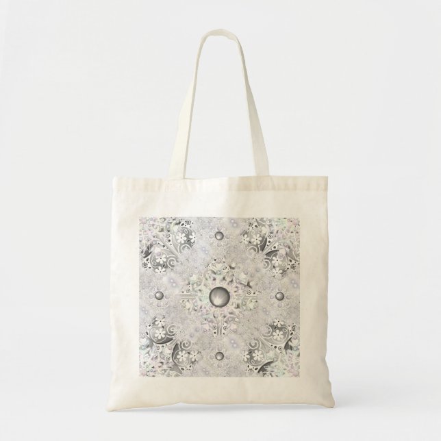 Ceramic lace grey & snowflake tote bag (Front)