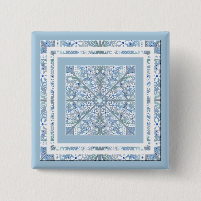 Ceramic lace Light blue 15 Cm Square Badge (Front)
