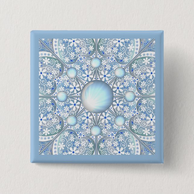 Ceramic Lace light blue 15 Cm Square Badge (Front)