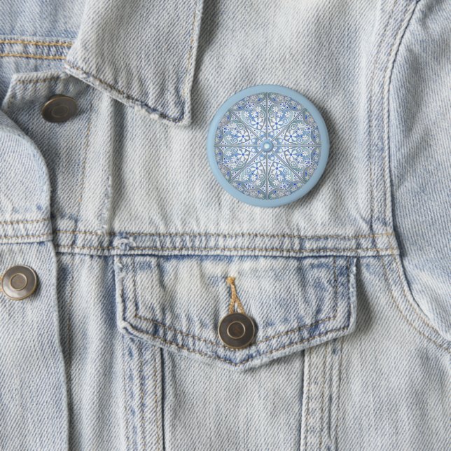 Ceramic lace Light blue 6 Cm Round Badge (In Situ)