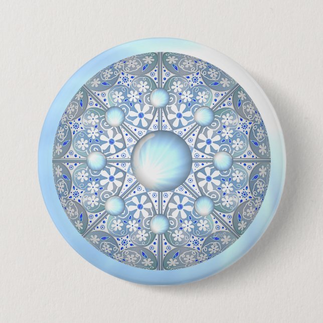 Ceramic Lace light blue 7.5 Cm Round Badge (Front)