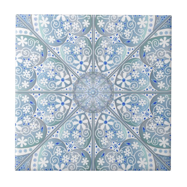 Ceramic Lace Light Blue Ceramic Tile (Front)