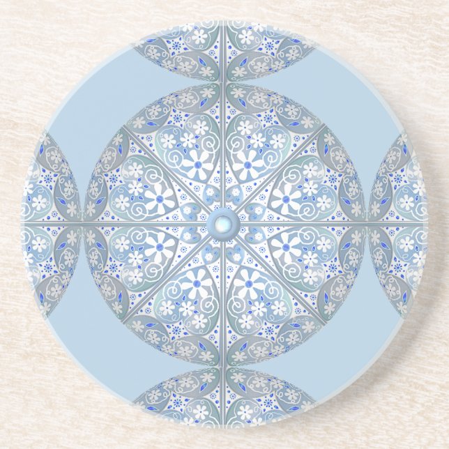 Ceramic Lace light blue Coaster (Front)
