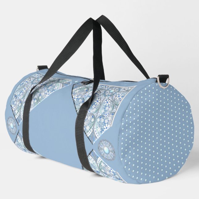 Ceramic Lace light blue Duffle Bag (Left Corner)